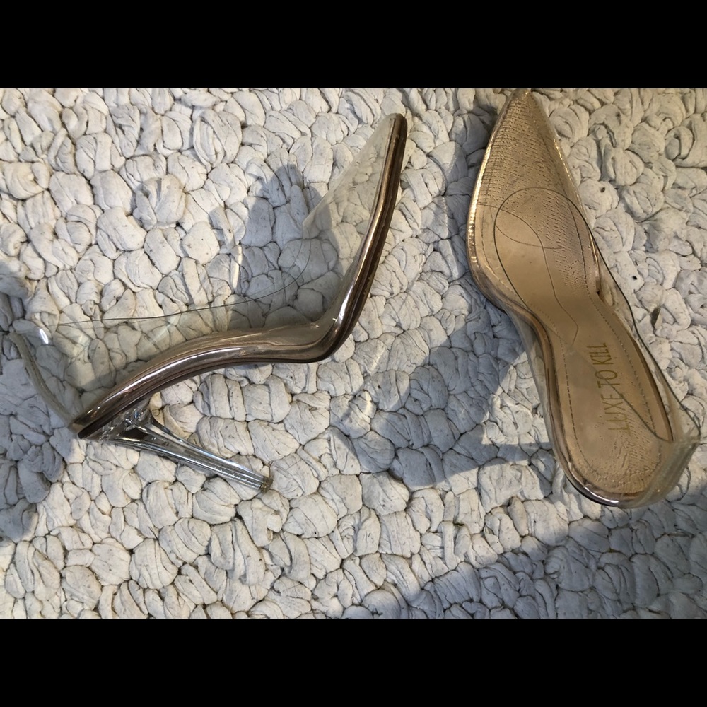 Clear pointy toe heels! Trendy